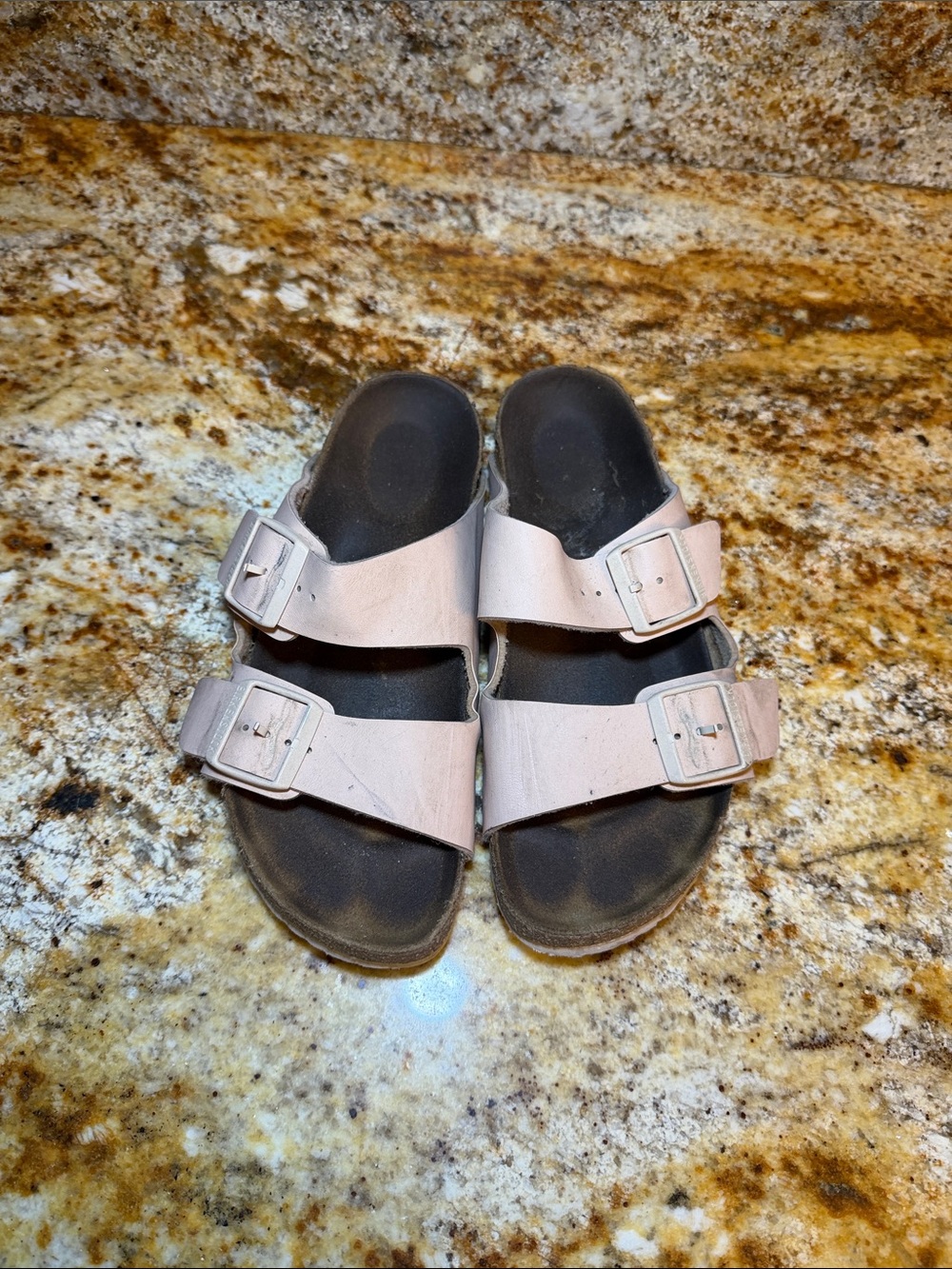 Birkenstock light pink two strap sandals